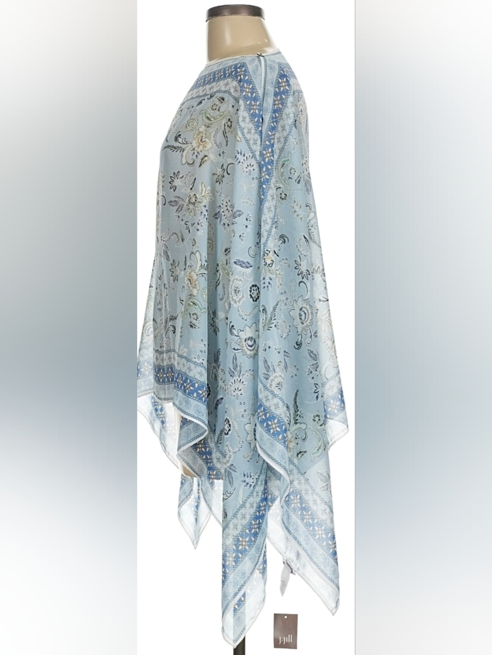 J. Jill Pale Blue Floral Sheer Wrap Kimono. Gorgeous!! NWT - Picture 5 of 9